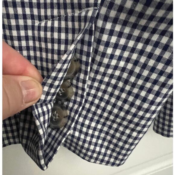 Talbots Blue & White Gingham Check Three Button Blazer Jacket Size 8 - Picture 6 of 10